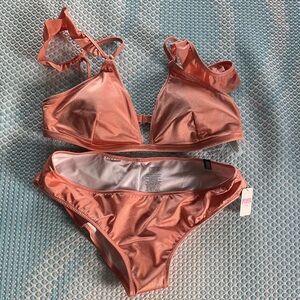 PINK Shiny Coral Bikini Set Medium